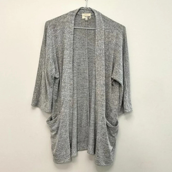 Wilfred Free Zlata Sweater Open-Front Cardigan with Pockets Grey Women's XXS - Picture 3 of 13
